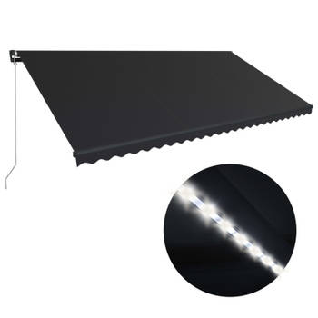 vidaXL Luifel handmatig uittrekbaar met LED 600x300 cm antraciet