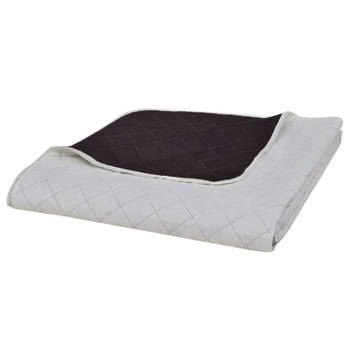 vidaXL Bedsprei gewatteerd dubbelzijdig 220x240 cm beige/bruin