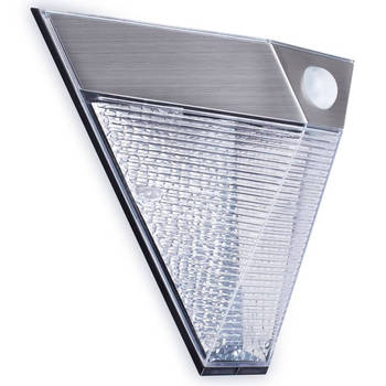 Smartwares Solar-wandlamp met PIR-sensor piramide zilver 5000.703