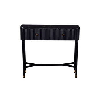 Giga Meubel - Sidetable Zwart Met Marmer - Japandi Style - 90x33x80cm