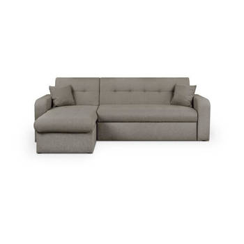 Converteerbare en omkeerbare hoekbank 3 plaatsen Roman - taupe stof - opbergdoos - L235 x H81 x d 85/153 cm