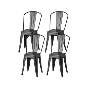 Set van 4 zwart metalen stoelen - L 44 x D 45 x H 85 cm - DARA