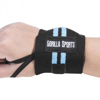 Gorilla Sports Polsbanden - Katoen - Elastisch - Zwart/Blauw