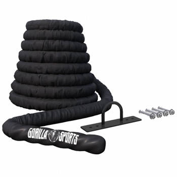 Gorilla Sports Power Rope - Incl. Muurbeugel - 9 meter - 38 mm - Fitness touw