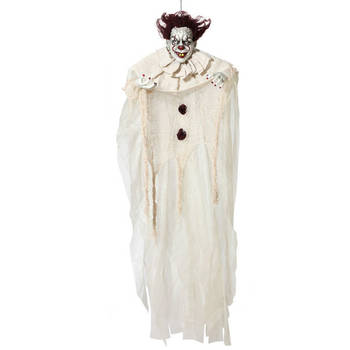 Halloween/horror thema hang decoratie horror clown - enge/griezelige pop - 130 cm - Feestdecoratievoorwerp