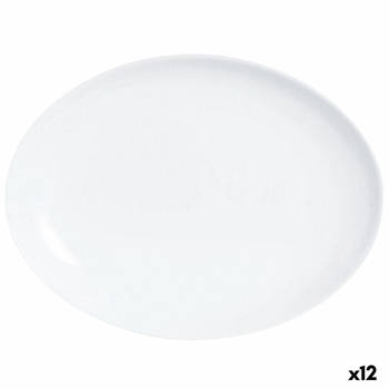 Serveerschaal Luminarc Diwali Ovalen Wit Glas (33 x 25 cm) (12 Stuks)