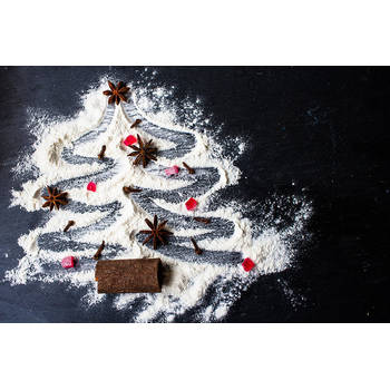 Inductiebeschermer - Snowy Christmas Tree - 81x52 cm