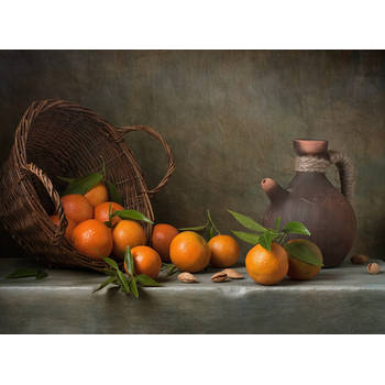 Spatscherm Gevallen mand met mandarijnen - 100x50 cm