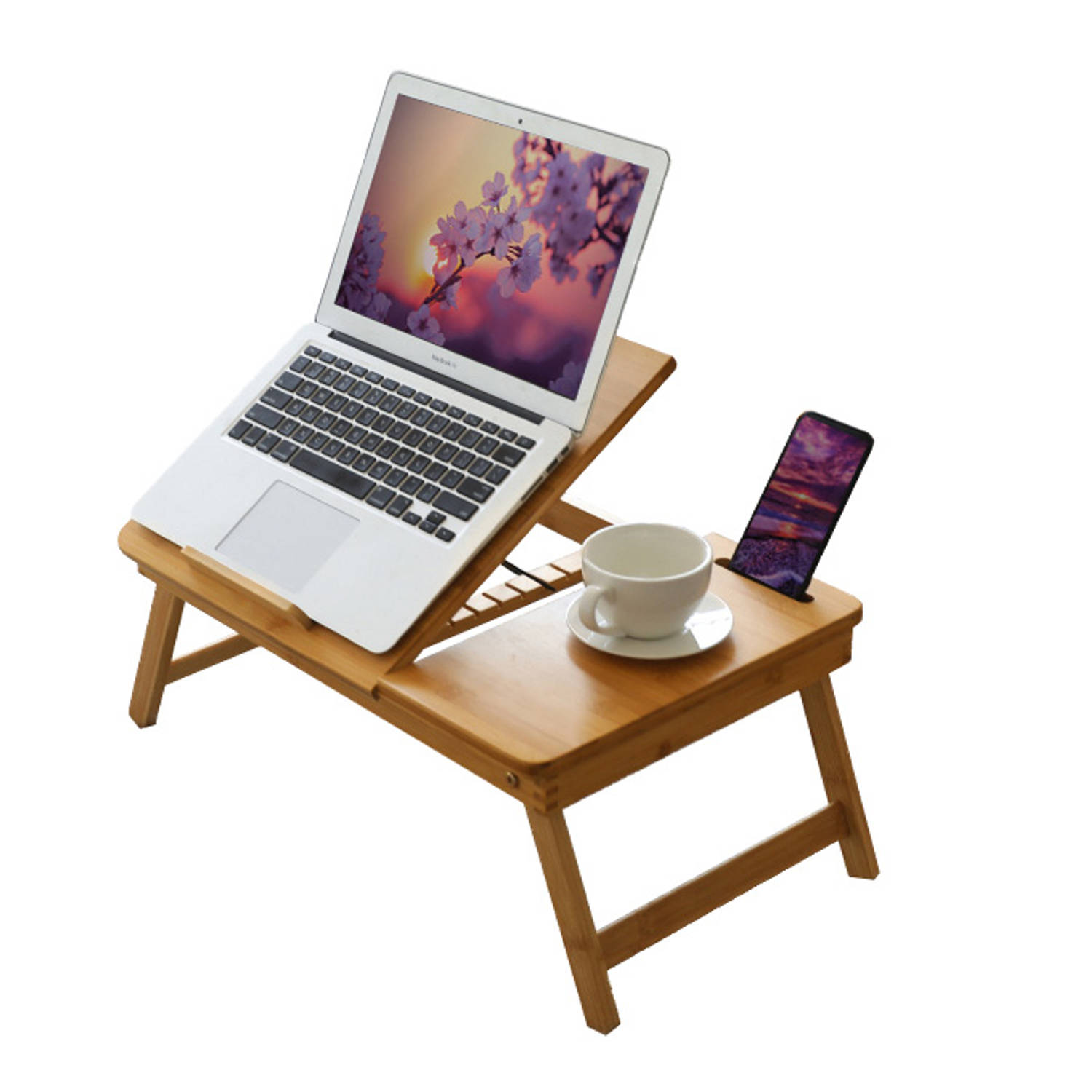 Laptoptafel bamboe - verstelbaar