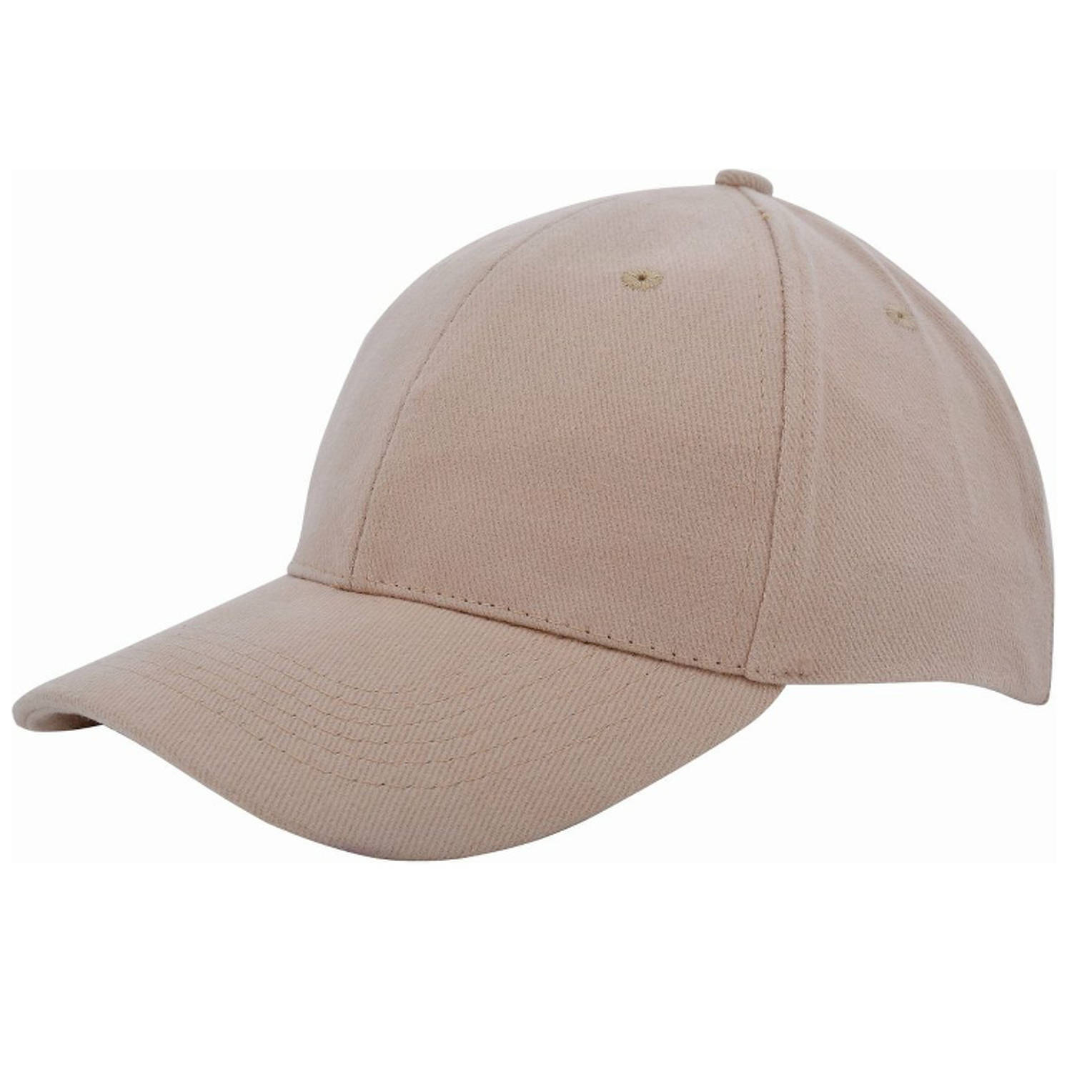 6 Panel Cap van zwaar geborsteld katoen met koperen bucklesluiting - Khaki