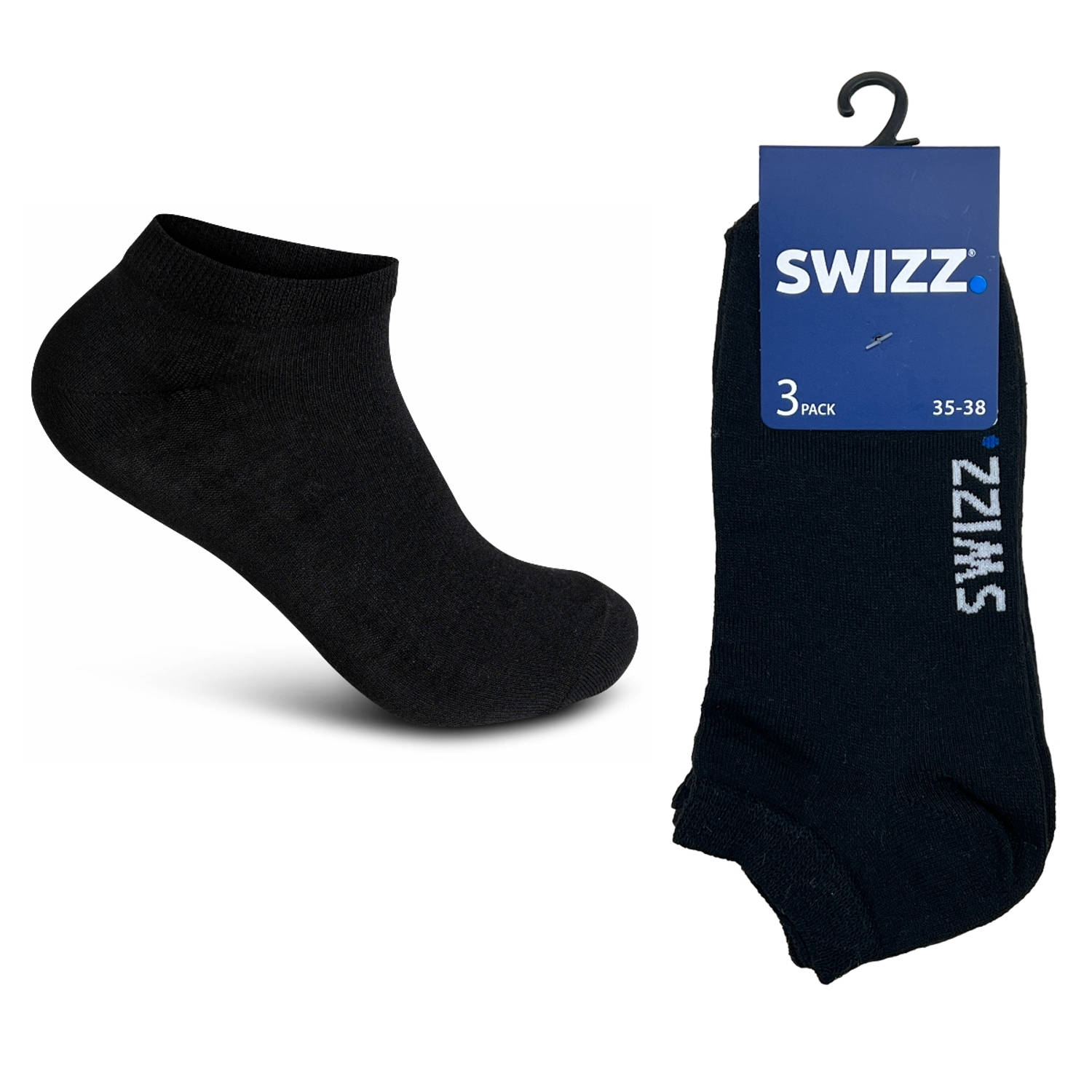 Swizz Sneakersokken 6 paar - Zwart - Maat 35/38