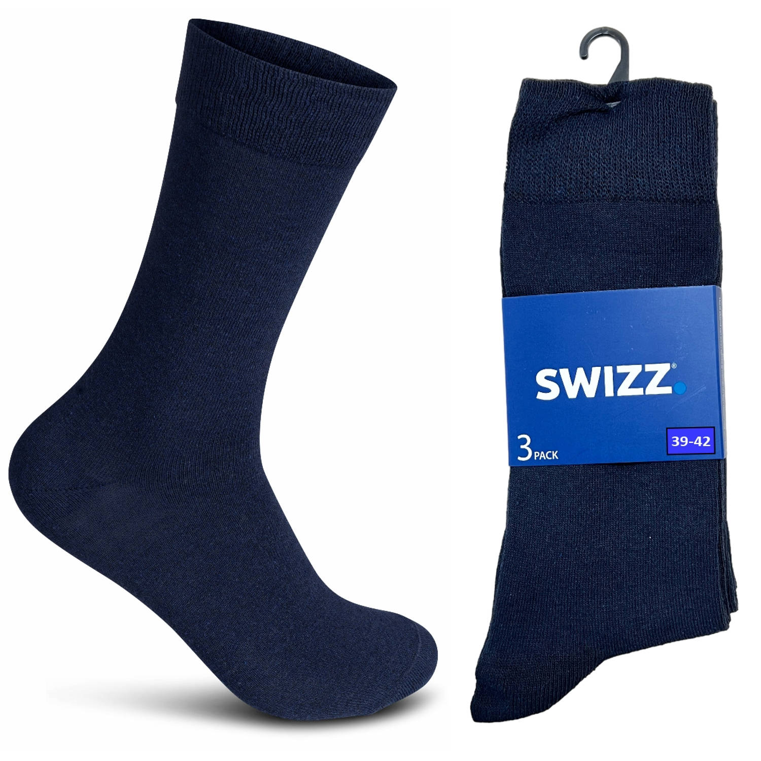 Swizz Casual Heren Sokken 6 paar - Navy Blauw - Maat 39/42