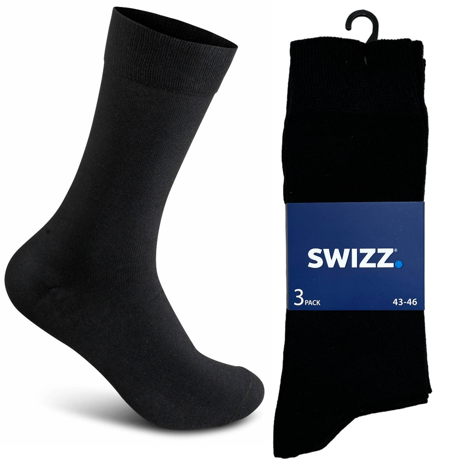 Swizz Casual Heren Sokken 6 paar - Zwart - Maat 43/46