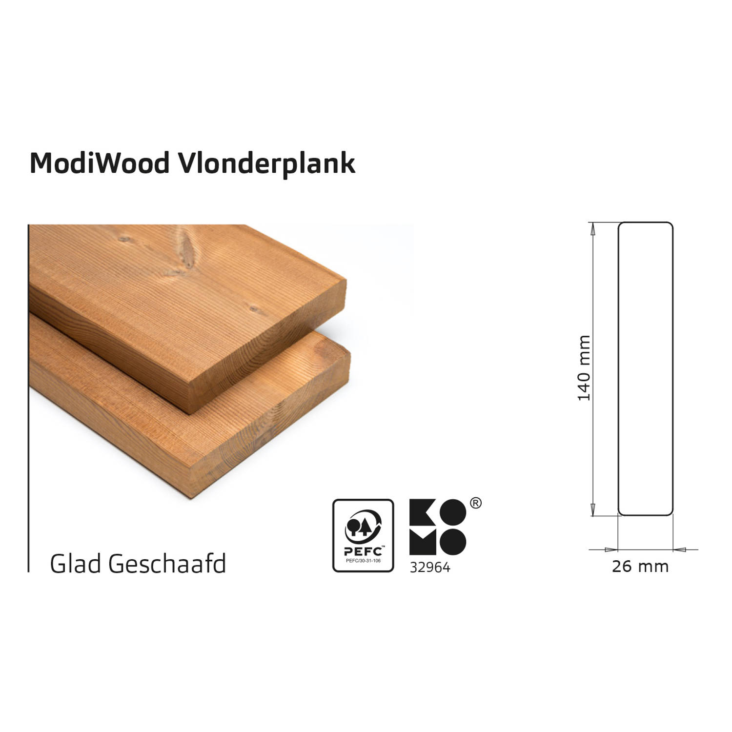 Intergard Vlonderplanken thermisch gemodificeerd, glad geschaafd 420cm