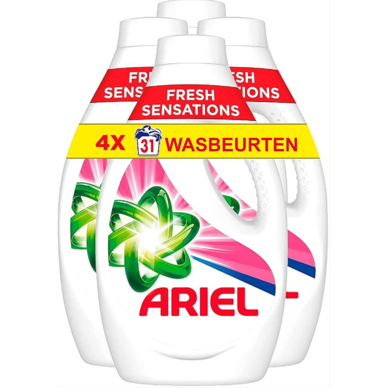 Ariel Vloeibaar Wasmiddel Fresh Sensations - 4x31 Wasbeurten - Voordeelverpakking