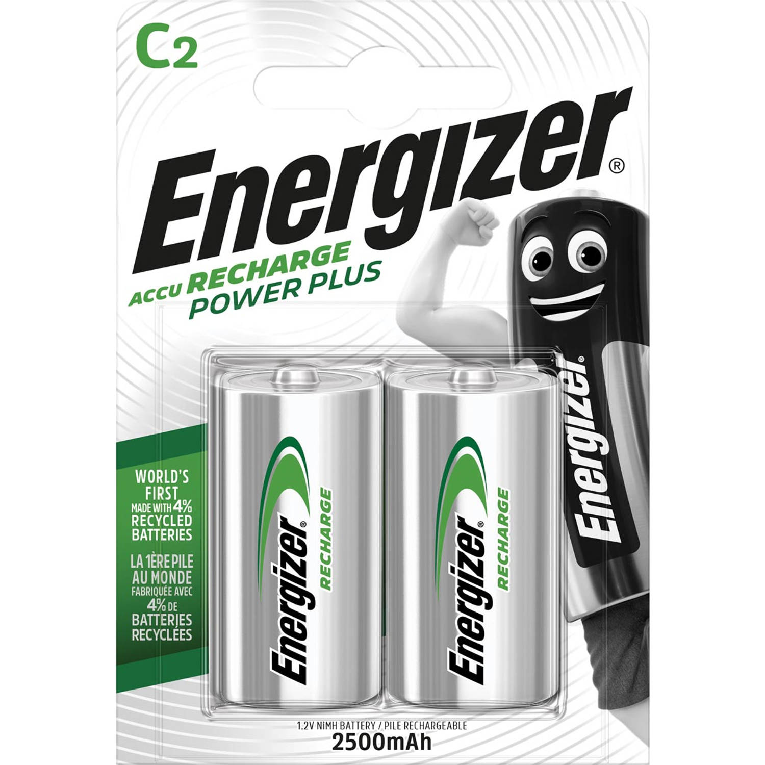 Energizer herlaadbare batterijen Power Plus C, blister van 2 stuks 6 stuks