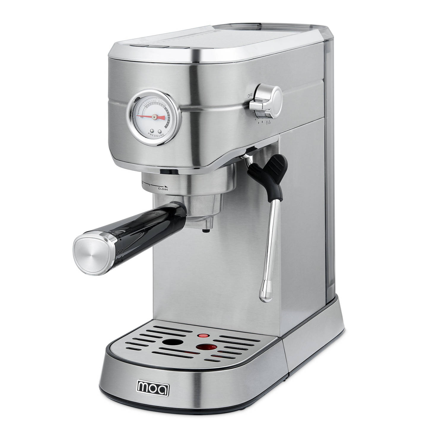 MOA Pistonmachine - Espresso & Lungo - Koffiecups - Gemalen koffie - Koffiepads - Zilver - PM01S