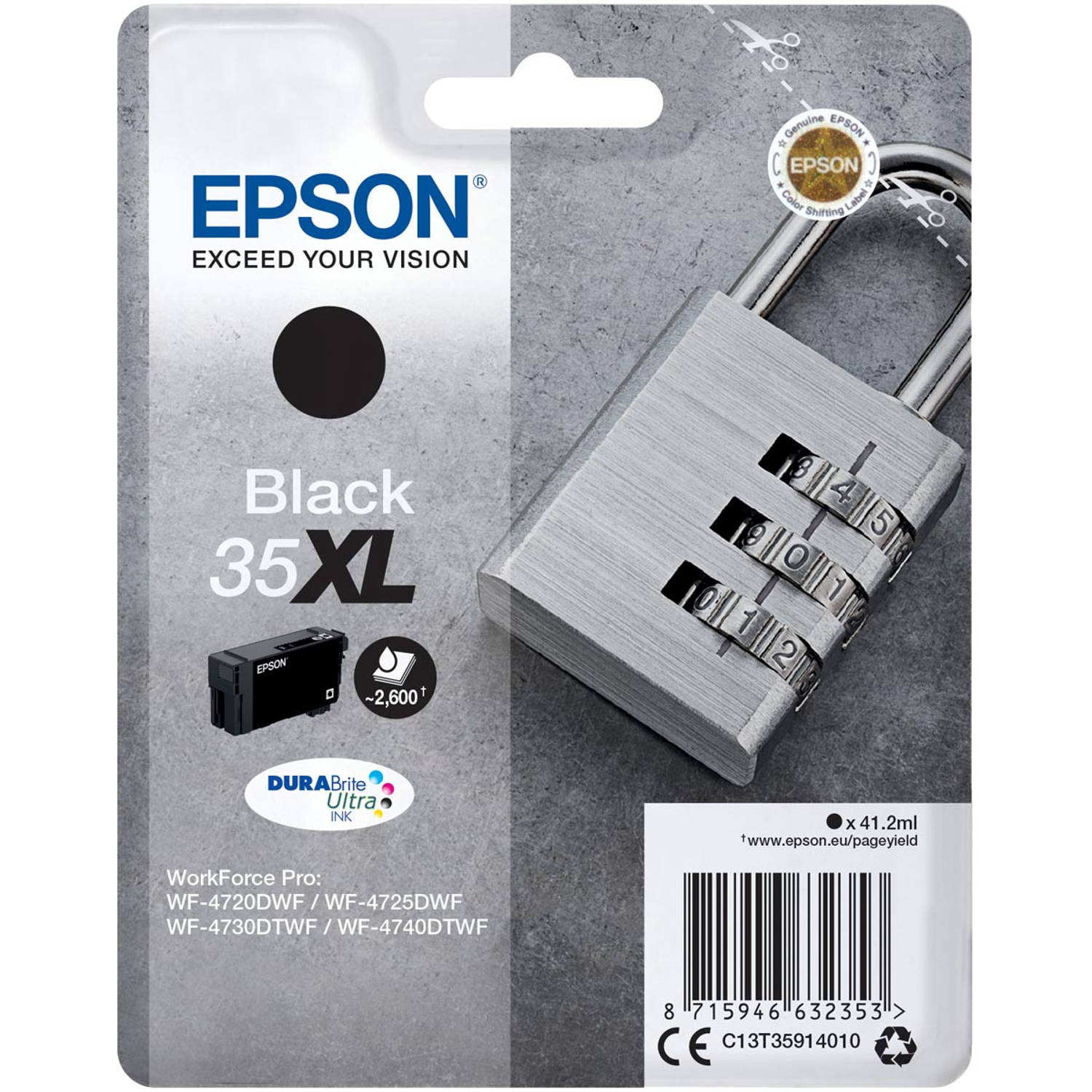 Epson inktcartridge 35 XL, 41,2 ml, OEM C13T35914010, zwart 6 stuks