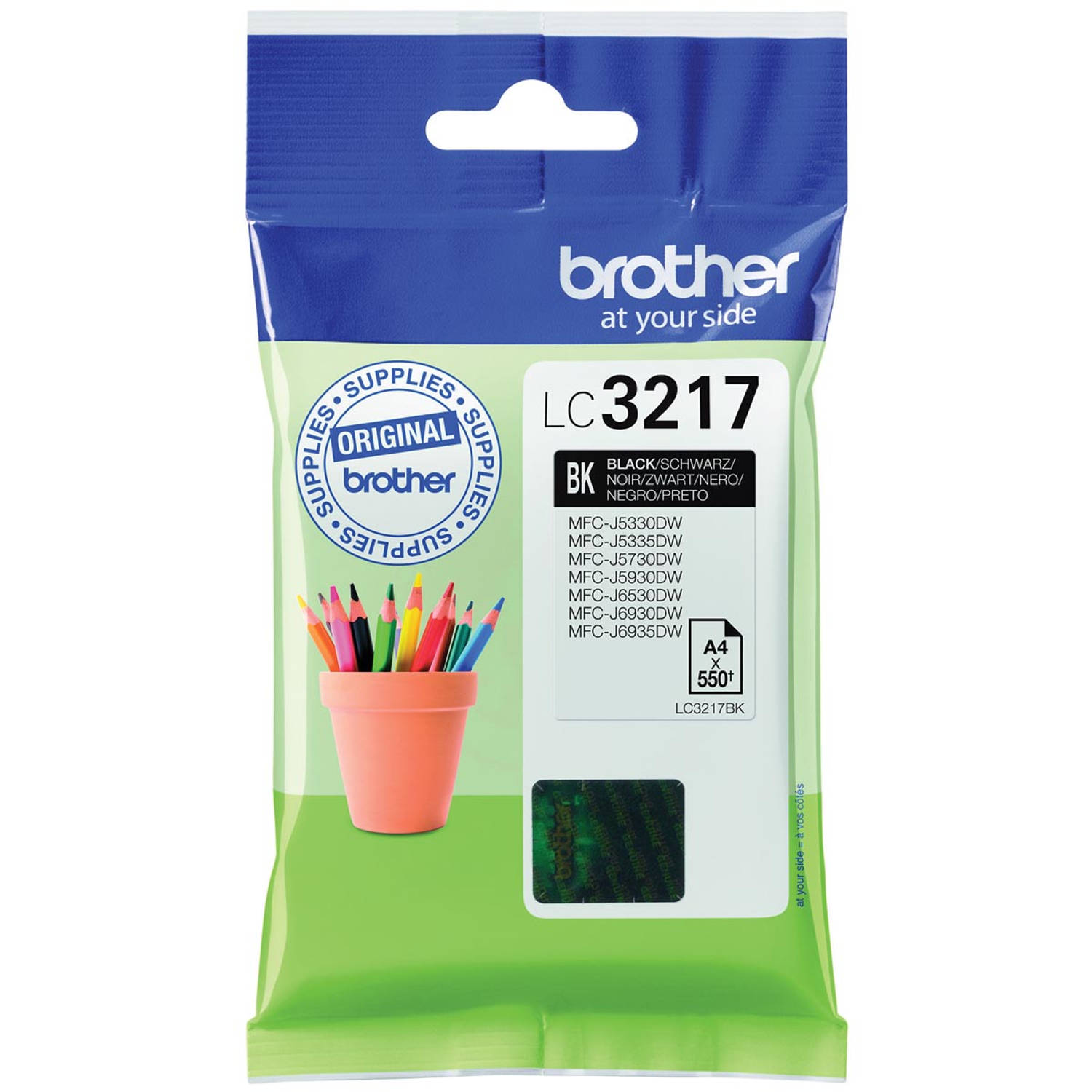 Brother inktcartridge, 550 pagina's, OEM LC-3217BK, zwart 5 stuks