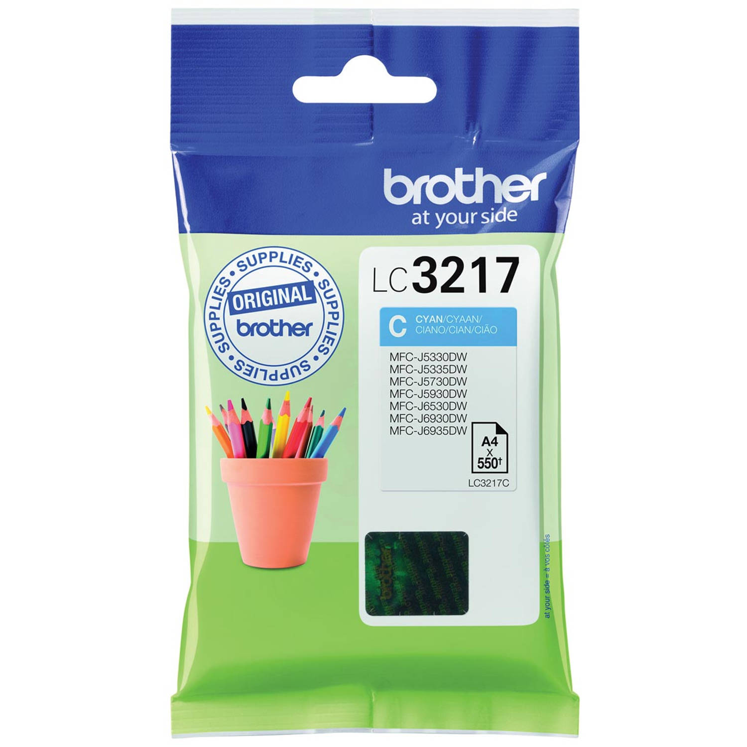 Brother inktcartridge, 550 pagina's, OEM LC-3217C, cyaan 5 stuks