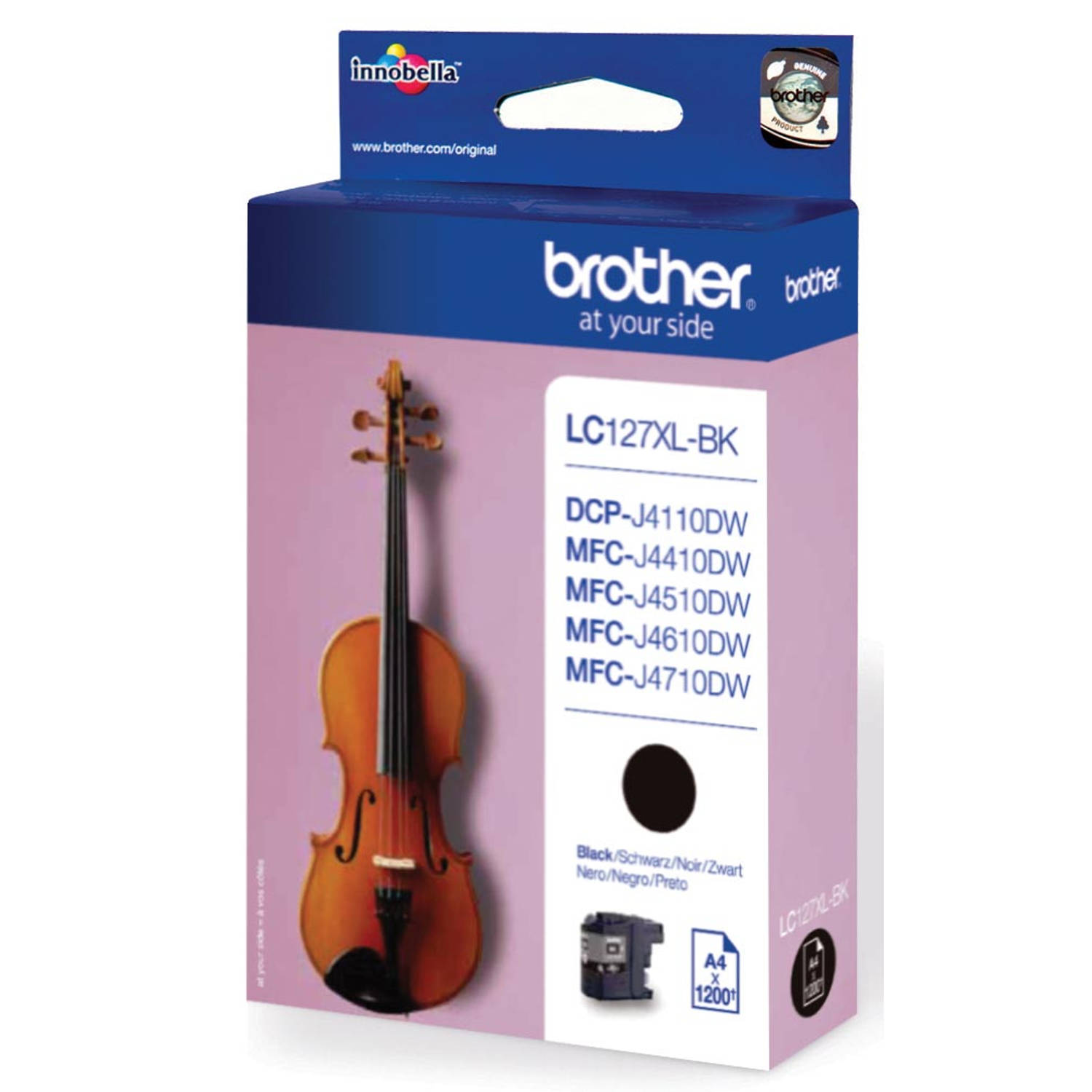 Brother inktcartridge, 1.200 pagina's, OEM LC-127XLBK, zwart 5 stuks