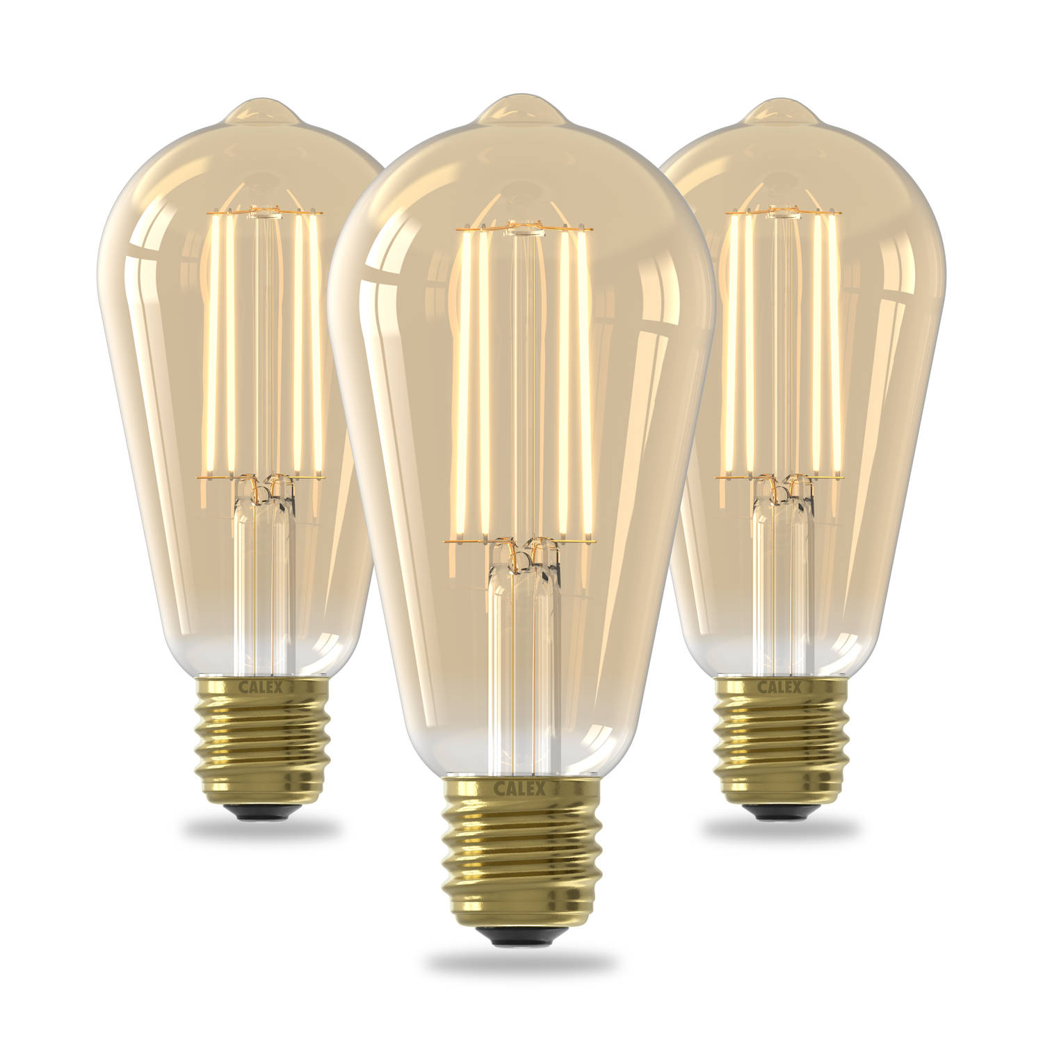Calex Filament ST64 LED Lamp 3 stuks Goud E27 3.5W Dimbaar