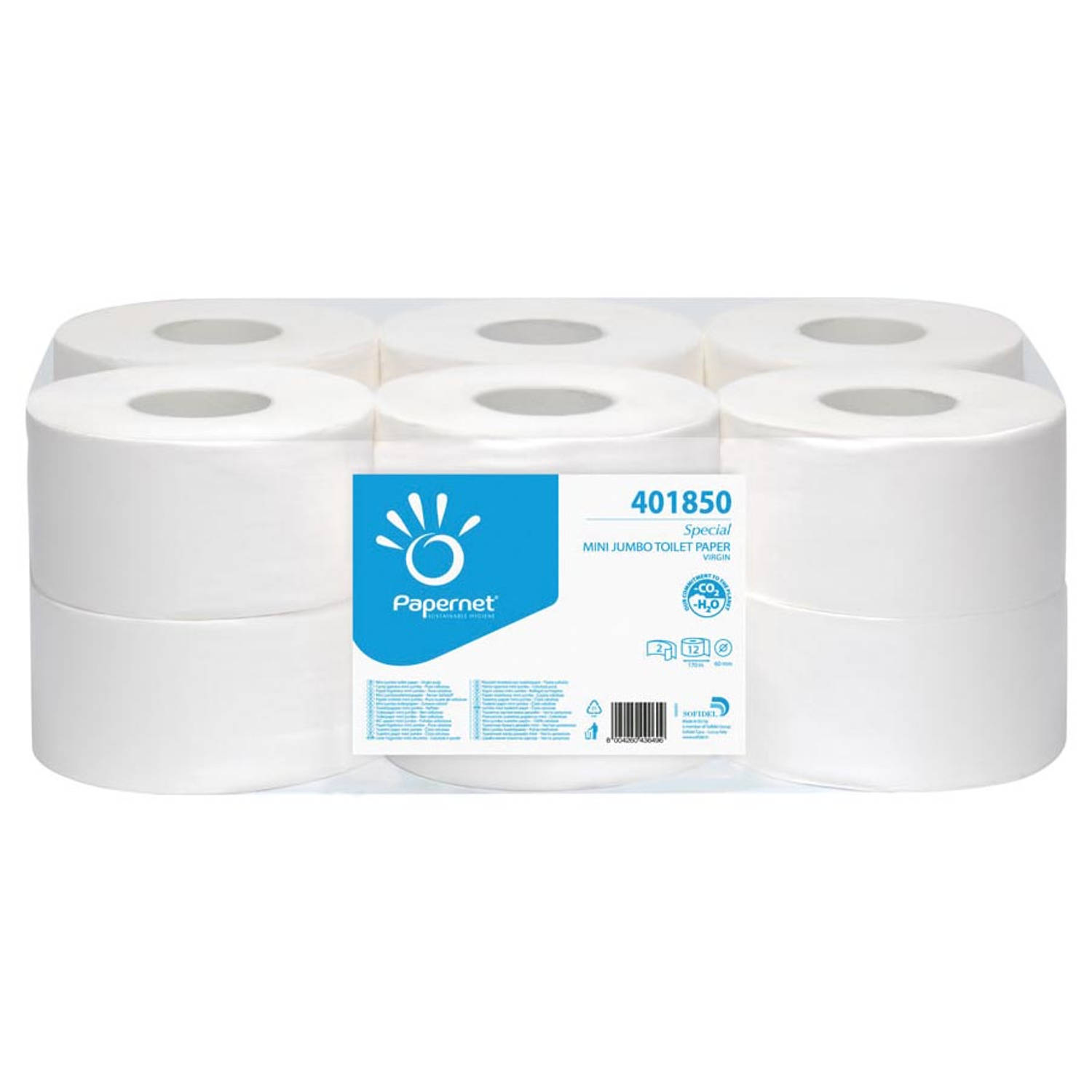 Papernet Papernet Toiletpapier Mini Jumbo Pure, 12 rollen, 2-laags (P401850)
