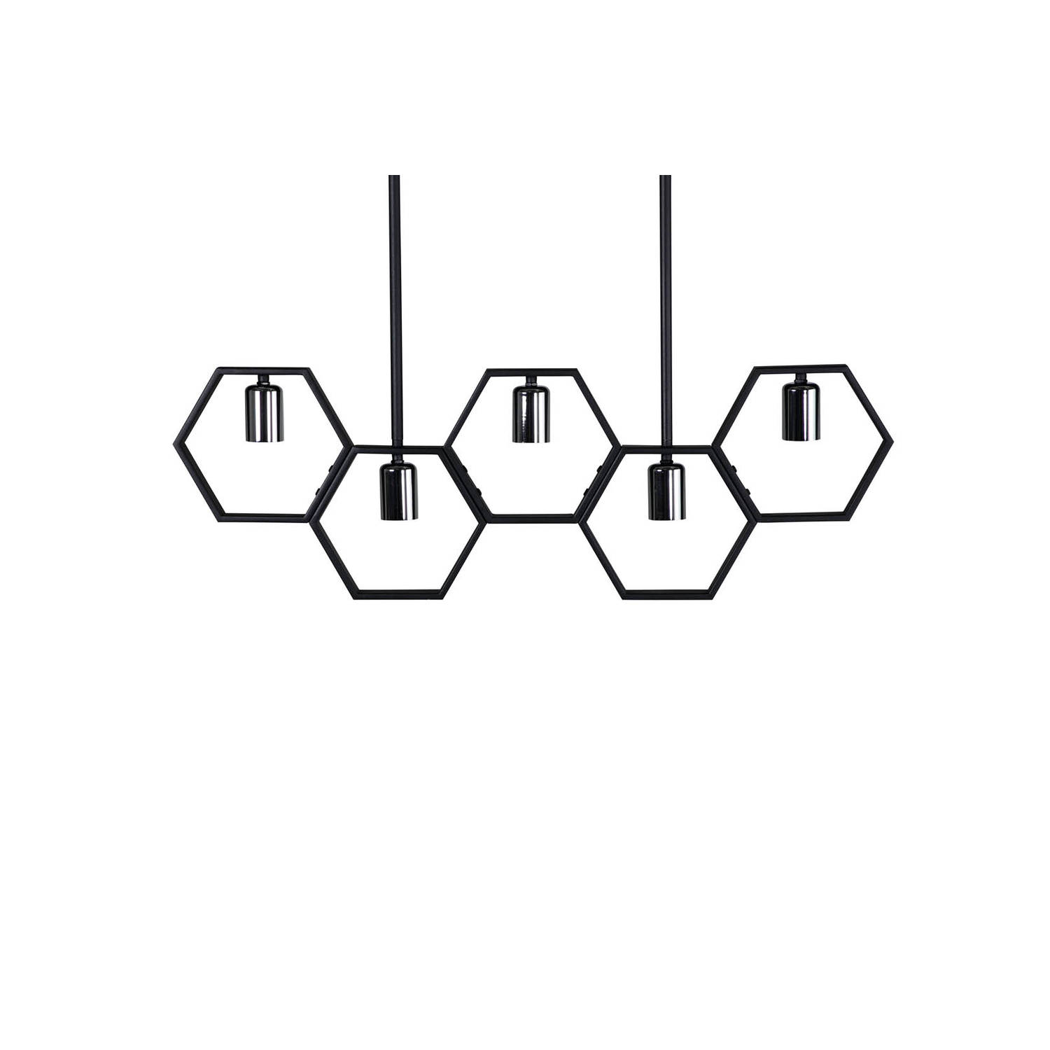 Hioshop Queen B verlichting hanglamp 80x4,2x26cm staal zwart.
