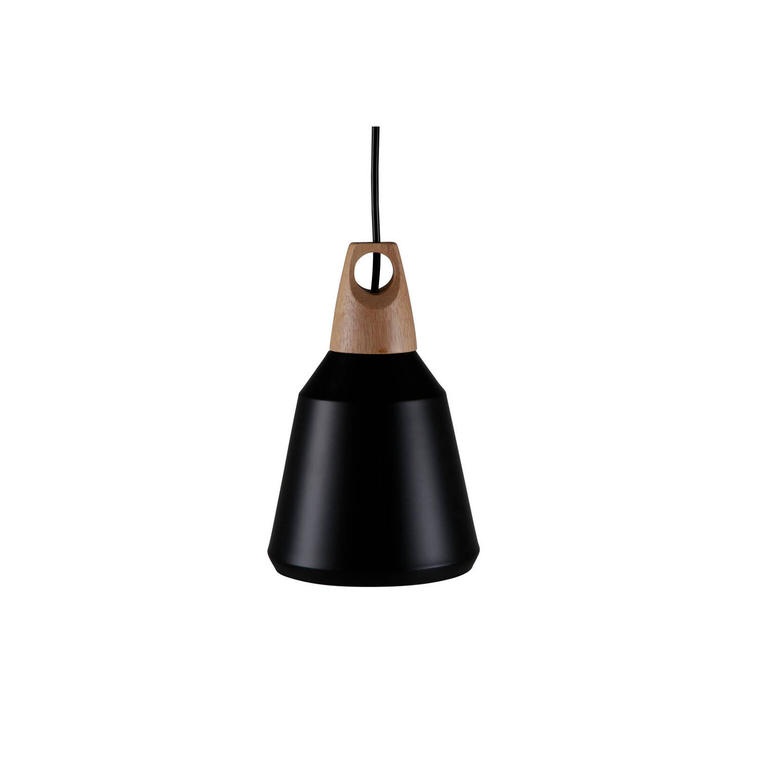 Hioshop Nao verlichting hanglamp Ã16cm aluminum zwart, hout.