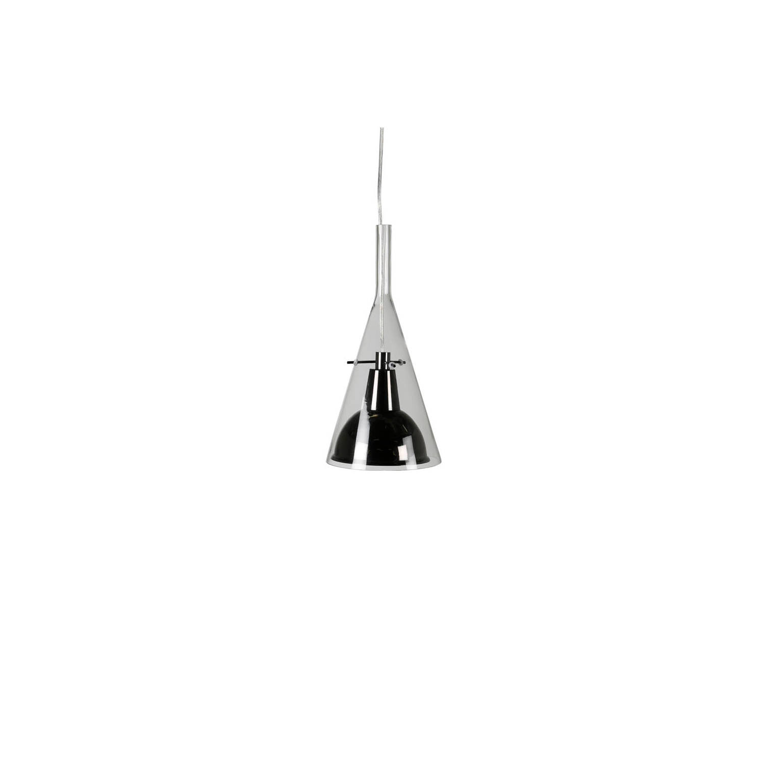 Hioshop Sirius verlichting hanglamp Ã25cm aluminum, glas zwart.