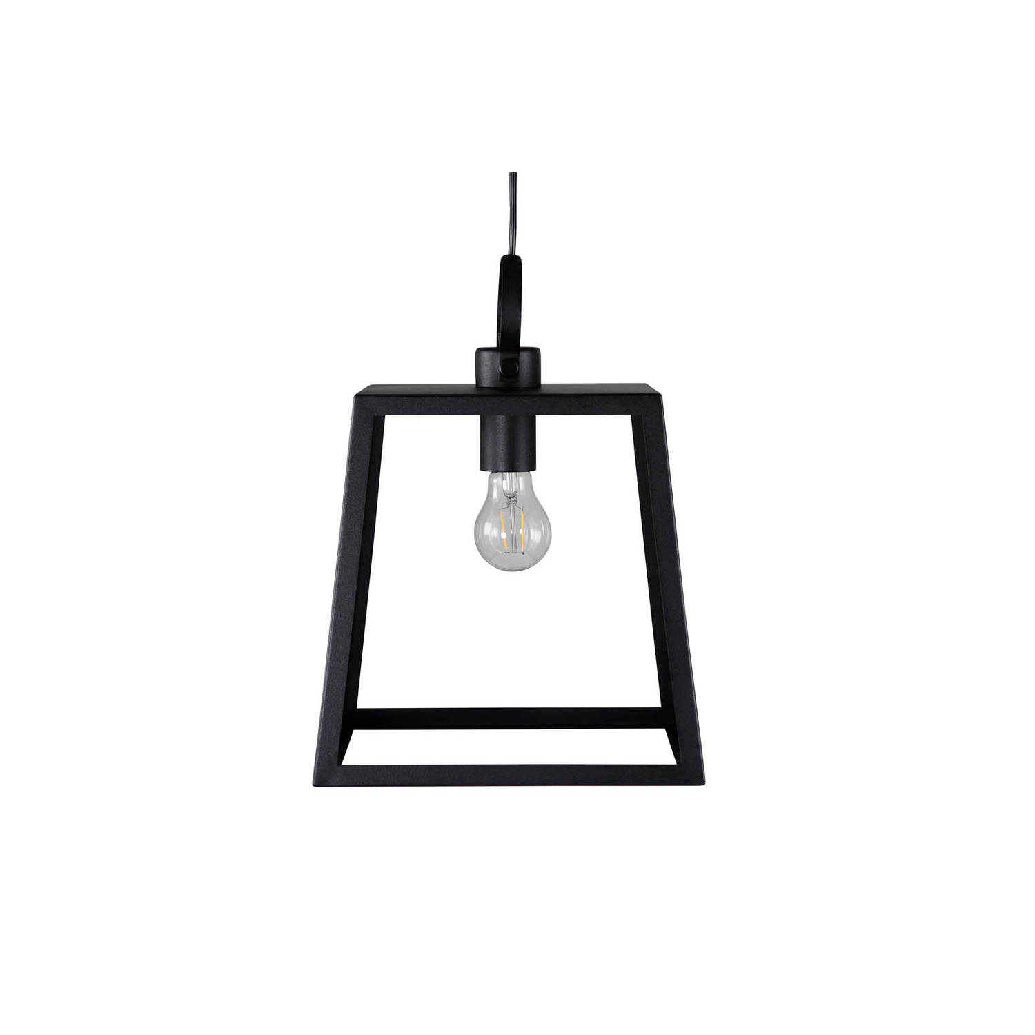 Hioshop Hage verlichting hanglamp 28x28x37,5cm staal zwart.