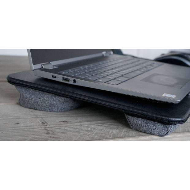 Laptopkussen met muismat en telefoonhouder - Carbon - Zwart / Grijs