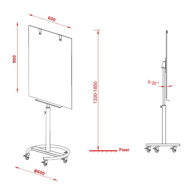 Mobiele flipover van glas - 60x90 cm - Magnetisch