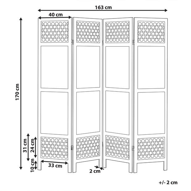 Beliani CERTOSA - Kamerscherm-Lichte houtkleur-Paulowniahout