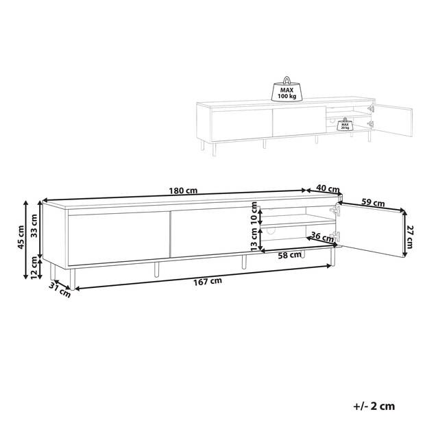 Beliani NIKEA - TV-kast-Lichte houtkleur-Vezelplaat, MDF