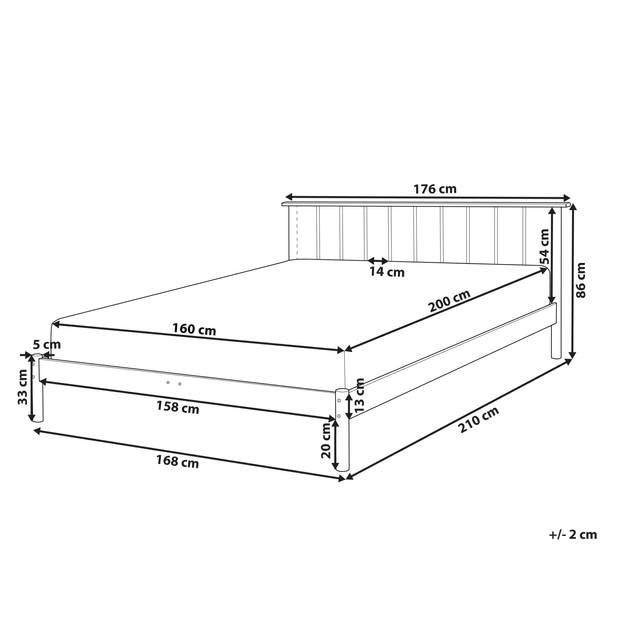 Beliani BARRET - Tweepersoonsbed-Lichte houtkleur-Dennenhout