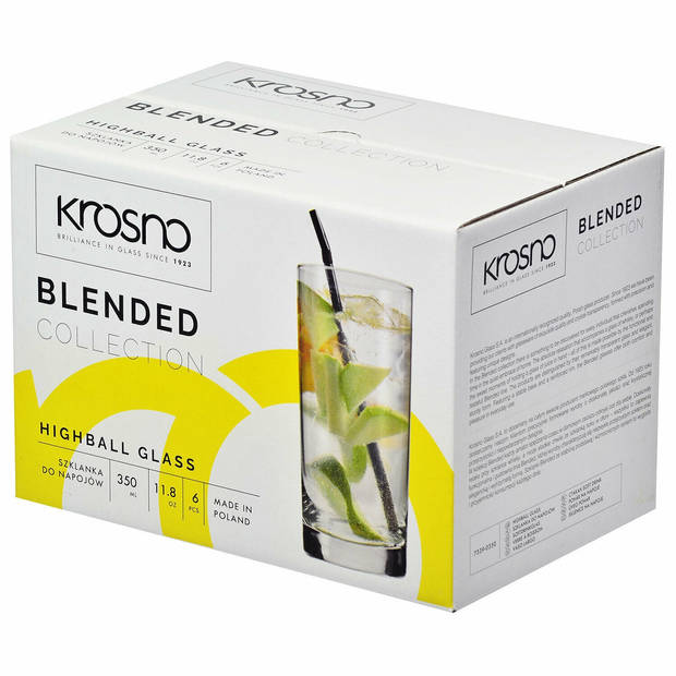 Krosno Longdrink Water Cocktail Frisdrankglas 35 CL 6 Stuk Highball