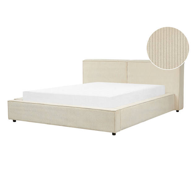 Beliani LINARDS - Tweepersoonsbed-Beige-Corduroy