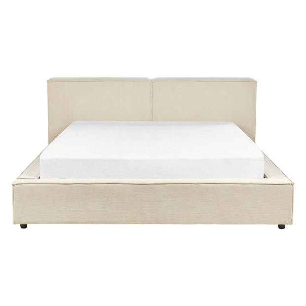 Beliani LINARDS - Tweepersoonsbed-Beige-Corduroy