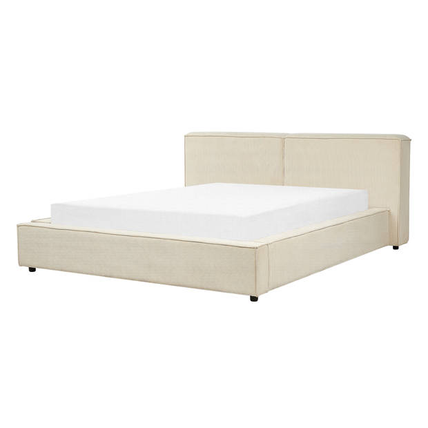 Beliani LINARDS - Tweepersoonsbed-Beige-Corduroy