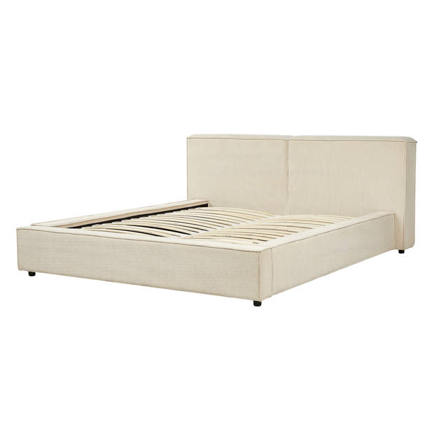 Beliani LINARDS - Tweepersoonsbed-Beige-Corduroy