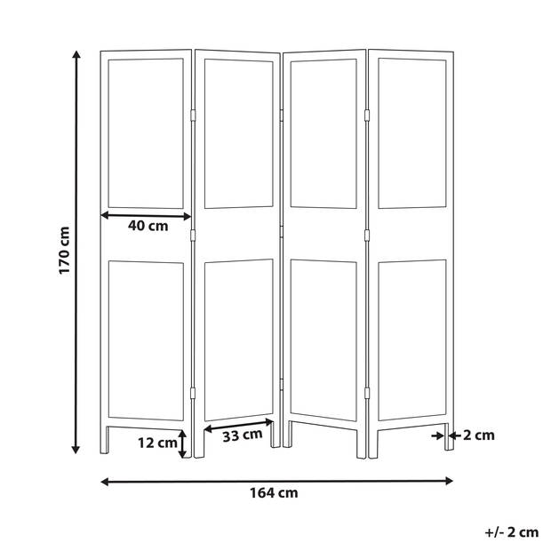 Beliani BRENNERBAD - Kamerscherm-Lichte houtkleur-Paulowniahout