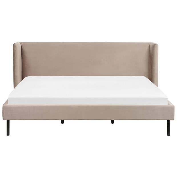 Beliani ARETTE - Tweepersoonsbed-Beige-Fluweel