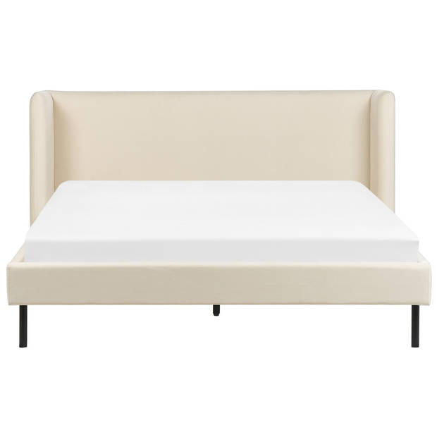 Beliani ARETTE - Tweepersoonsbed-Beige-Fluweel