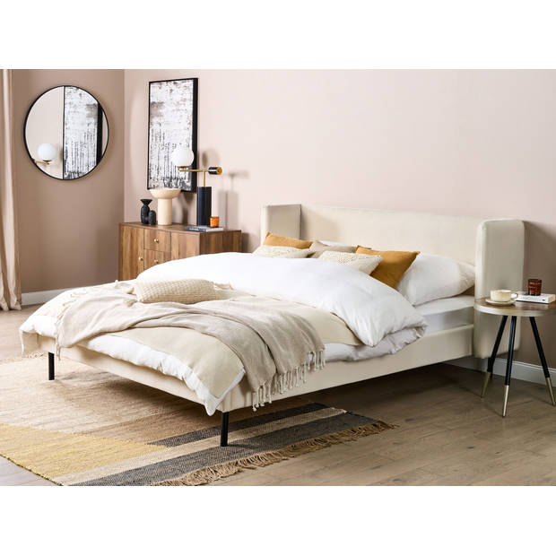 Beliani ARETTE - Tweepersoonsbed-Beige-Fluweel