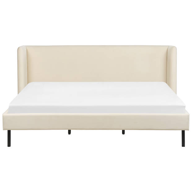 Beliani ARETTE - Tweepersoonsbed-Beige-Fluweel