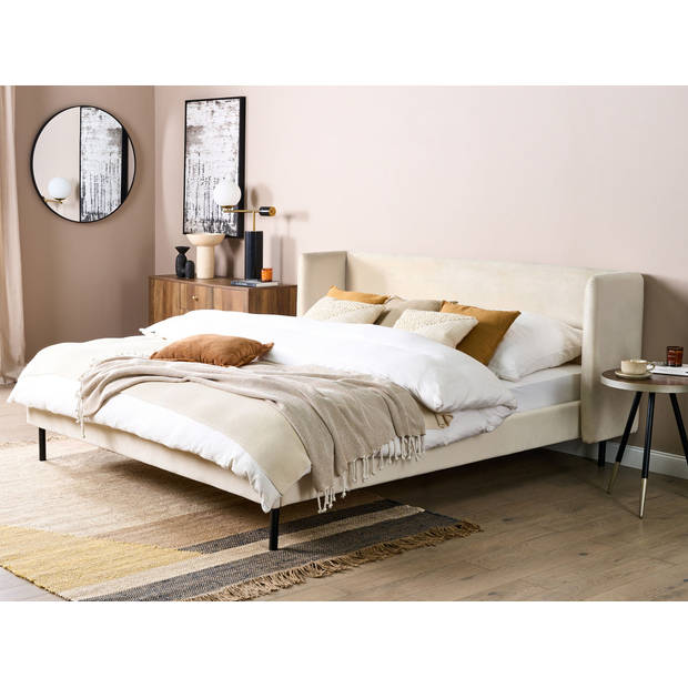 Beliani ARETTE - Tweepersoonsbed-Beige-Fluweel