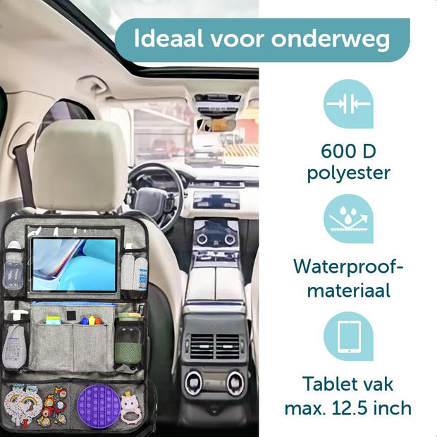 ForDig Universele Auto Organizer met Tablet Houder - Grijs - 2 Stuks