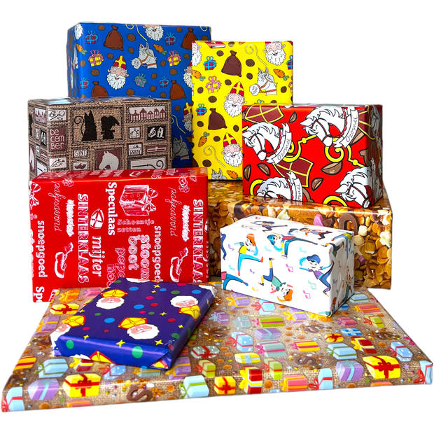 Sinterklaas Cadeaupapier - Assortiment Sinterklaaspapier Inpakpapier - 300 x 70 cm - 14 rollen
