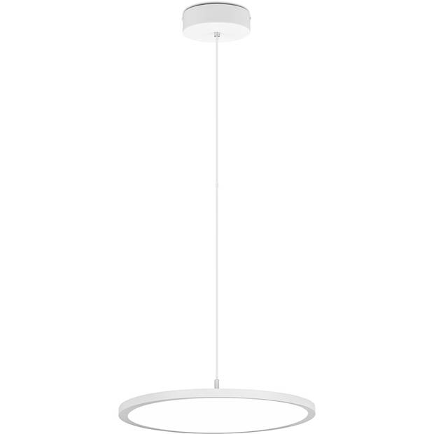 LED Hanglamp - Hangverlichting - Trion Trula - 29W - Natuurlijk Wit 4000K - Dimbaar - Rond - Mat Wit - Aluminium